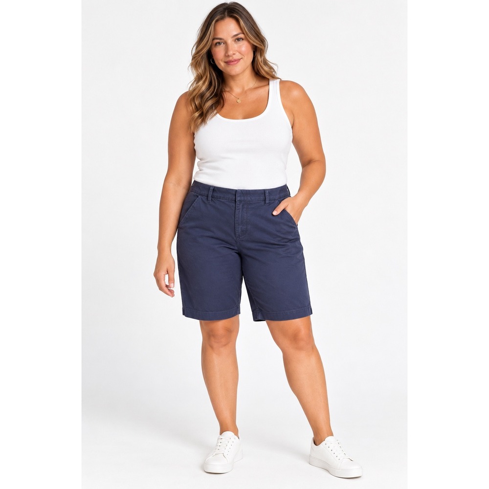 Jag Jeans Maddie 10 Inch Mid Rise Shorts Navy Blue J5110TWL633 Womens 12 NEW